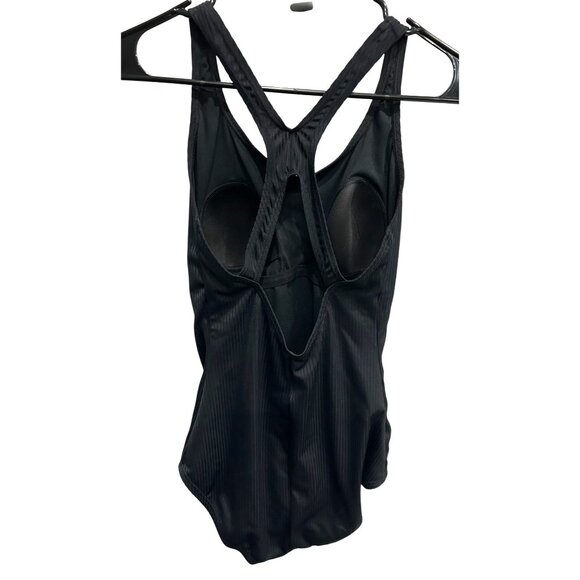 Speedo Womens Black Ribbed One-Piece Racerback Swimsuit Sz Medium - Picture 2 of 8